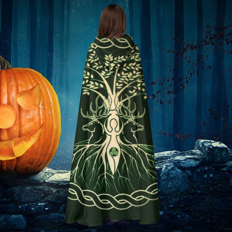 MINIOZE Celtic Ritual Norse Nordic Viking Goddess Wiccan Wicca Halloween Wizard Witch Hooded Robe Cloak Christmas Hoodies Cape Cosplay For Adult Party Favors Supplies Dresses Clothes Gifts Costume - Image 4